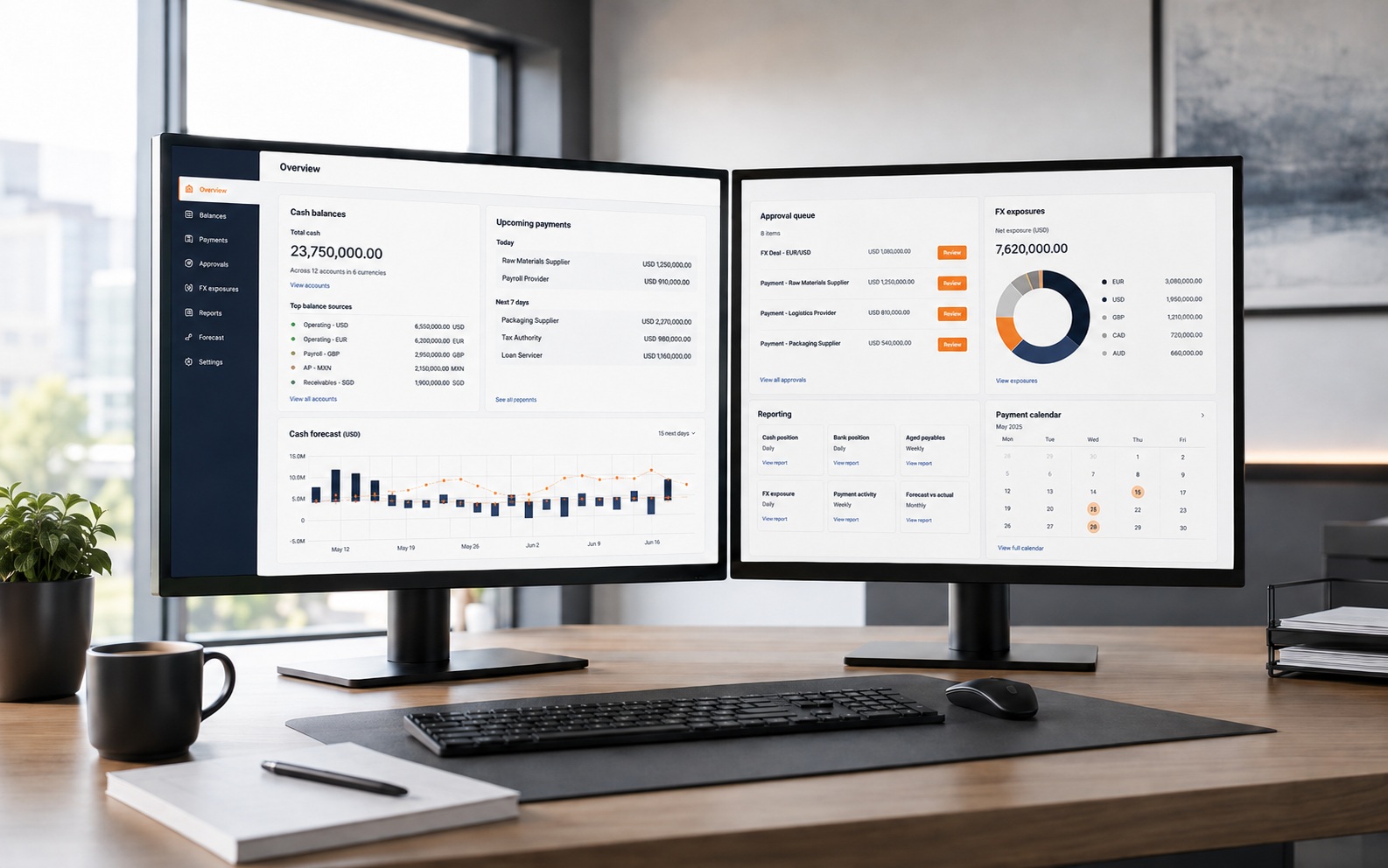Professional workspace representing treasury process design
